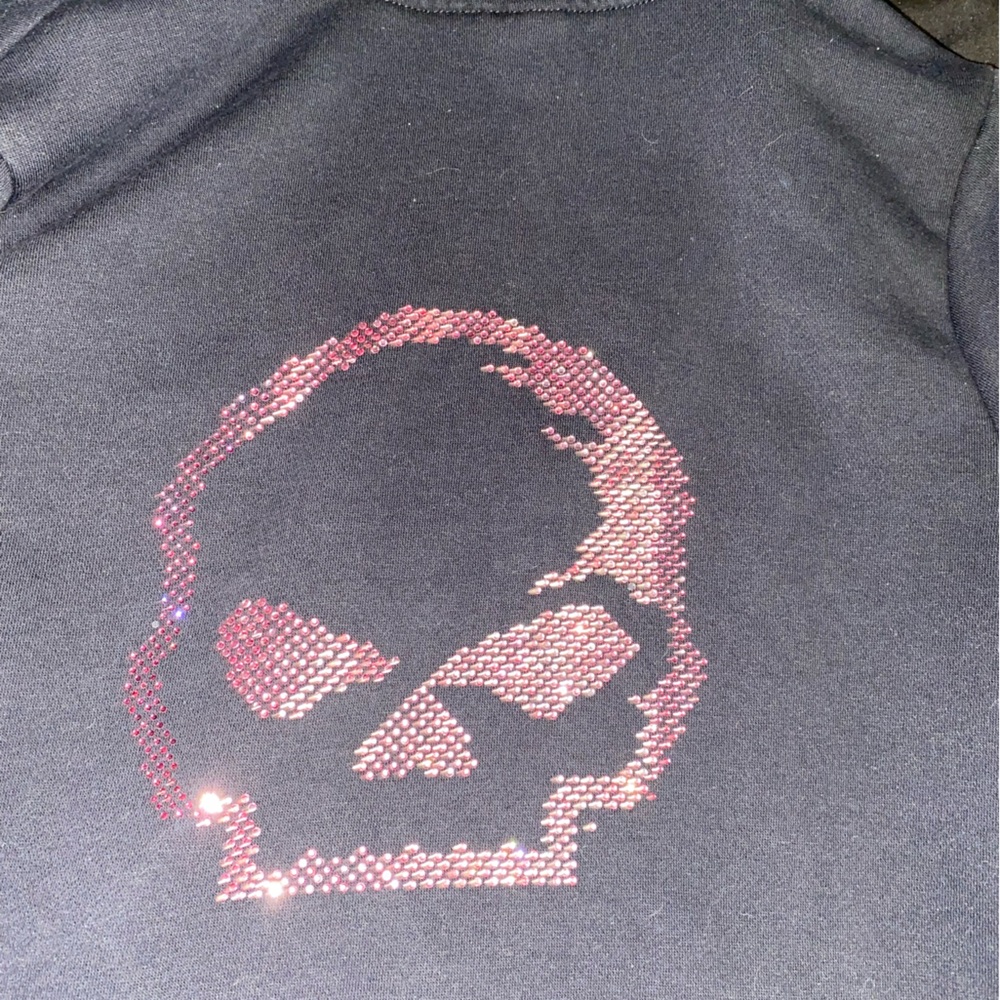 Black with pink beaded skull Harley Davidson sweatshirt